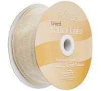 Linen Burlap Natural Wired Edge Eleganza Ribbon 50mm x 1 Metre, Beige
