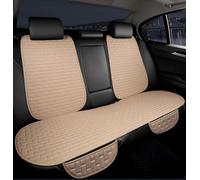 Linen Car Seat Covers for Volkswagen ID.3,Anti-Slip Breathable Linen Bottom Seat Protector Covers with Storage Pockets,Durable,Universal,A/Beige-1set rear