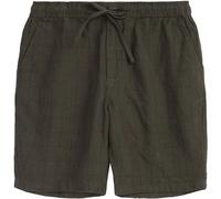 Linen Check Shorts KnowledgeCotton Apparel Fig Vert S