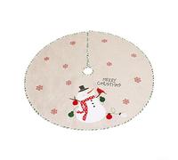 Linen Christmas Tree Skirt 110cm Diameter Cover to Conceal Tree Stand and Protect Floors from Pine Needles for Festive Holiday Setup