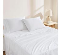 Linen Closet 144 Thread Count Organic Cotton 4-Piece Sheet Set, King, Arctic White