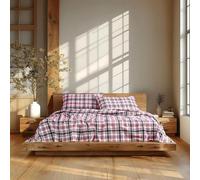 Linen Closet 160 GSM 100% Cotton Percale Sheet Set King Crimson Raven Tartan