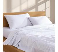 Linen Closet 160 GSM 100% Cotton Percale Sheet Set Queen Frosty Crystal