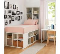 Linen Closet 4-Piece Solid Twin XL Cotton Rich Dorm Sheet Set, (2 Fitted Sheet & 2 Pillowcases), Percale Weave, Wrinkle-Resistant, Deep Pocket with Side Storage Pocket (Rose, Twin XL)