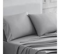 Linen Closet 400 Thread Count Ultimate Cotton Percale Standard Pillowcases, Set of 2, Dark Gray