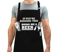 LINEN CLOSET® Adjustable Bbq Aprons for Men Funny Chef Cooking Aprons Kitchen Grilling Gifts for Dad Son Father Husband 2 Pockets- Bring me a beer apron