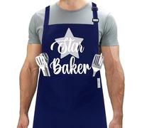 LINEN CLOSET® Baking Aprons for Men Baker Aprons for Women Funny Baking Gifts for Bakers Wife Husband Mother Daughter Kitchen Aprons with Pockets-star baker apron