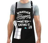 LINEN CLOSET® Bbq Apron for Men Funny Aprons Grilling Novelty Barbecue Aprons Kitchen Cooking Gift Apron with 2 Front Pockets-Whatever Happens
