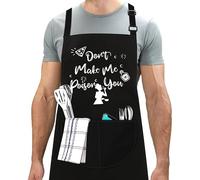 LINEN CLOSET® Bbq Apron for Men Funny Aprons Grilling Novelty Barbecue Aprons Kitchen Cooking Gift Him Husband Son Father Apron with 2 Front Pockets