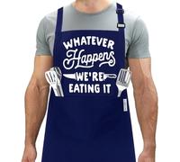 LINEN CLOSET® Bbq Aprons for Men Funny Aprons Grilling Novelty Kitchen Cooking Gift Whatever Happens Apron with 2 Front Pockets