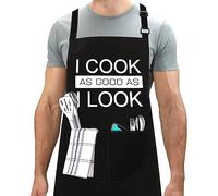 LINEN CLOSET® Funny Bbq Aprons for Men Women Chef Kitchen Cooking Aprons Grilling Gifts for Him Her Wife Mum Father Dad Husband -I Cook as Good as I Look Apron