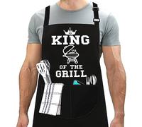LINEN CLOSET® King of the Grill Bbq Aprons for Men Funny Bbq Apron Kitchen Cooking Gift for Men Dad Father with 2 Front Pockets