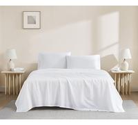 Linen Closet Luxury Cotton 144 Thread Count Organic Cotton 3-Piece Sheet Set,Twin, Arctic White