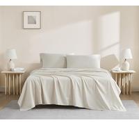 Linen Closet Luxury Cotton 144 Thread Count Organic Cotton 3-Piece Sheet Set,Twin XL, Beige