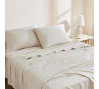 Linen Closet Luxury Cotton 144 Thread Count Organic Cotton 3-Piece Sheet Set,Twin XL, Beige