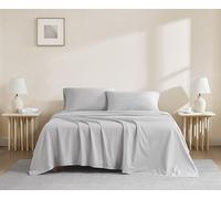Linen Closet Luxury Cotton 144 Thread Count Organic Cotton 4-Piece Sheet Set, Full, Light Grey