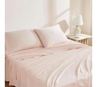 Linen Closet Luxury Cotton 144 Thread Count Organic Cotton 4-Piece Sheet Set, Queen, Light Pink