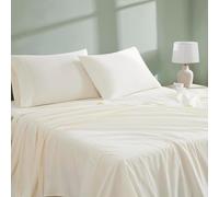 Linen Closet Luxury Cotton 300 Thread Count Organic Cotton 4-Piece Bedding Sheet Set, Full, Fresh Ivory