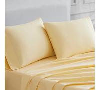 Linen Closet Luxury Cotton 400 Thread Count Ultimate Cotton Percale Standard Pillowcases, Set of 2, Lt Yellow
