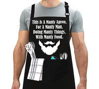 LINEN CLOSET® Manly Man Aprons for Men Grilling Funny Bbq Aprons Kitchen Cooking Chef Gift Aprons for Father Dad Grandad Son-Manly Man Apron