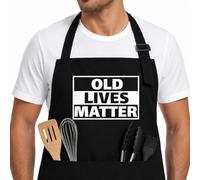 LINEN CLOSET® Old Lives Matter bbq Aprons for Men Funny Chef Kitchen Aprons 40th 50th 60th 70th Birthday Christmas Retirement Gifts for Men Women Grandad Son Father Husband