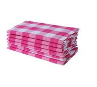 Linen Clubs 12Pack 100% Cotton Yarn Dyed Gingham Check Dinner Napkins 18x18Inch,Clambake Beach party Nautical Dinner Napkins as well, Color Pink/white