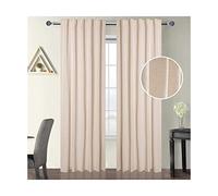 Linen Clubs Pack of 2 Flax Cotton Reverse Tab Top Curtain Panels, 127 x 243.8 cm, Natural