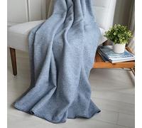 Linen & Cotton and Stylish Rough Wool Sofa Bed Throw/Blanket ICELAND, 100% New Zealand Wool (140 x 200cm (55'' x 80''), Blue)