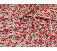 Linen Cotton Blend Fabric Pink Flowers - Sold Per Metre