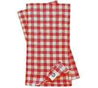 Linen & Cotton Gingham Napkins Set of 4 Estella - 100% Linen, White Red (43 x 43 cm) Rustic Checked Country Style Serviettes Cloth for Home Cottage Kitchen Dinner Table Restaurant Cafe Spring Easter