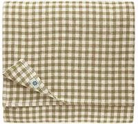Linen & Cotton Gingham Tablecloth Estella - 100% Linen, White Beige (140 x 250 cm) Rustic Country Style Checked Table Linen Cloth Cover Fabric for Home Cottage Restaurant Hotel Summer Spring Easter