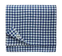 Linen & Cotton Gingham Tablecloth Estella - 100% Linen, White Blue (100 x 140 cm) Rustic Country Style Checked Table Linen Cloth Cover Fabric for Home Cottage Restaurant Hotel Summer Spring Easter