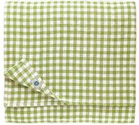 Linen & Cotton Gingham Tablecloth Estella - 100% Linen, White Green (140 x 350 cm) Long Rustic Country Style Checked Table Linen Cloth Cover for Home Cottage Restaurant Hotel Summer Spring Easter