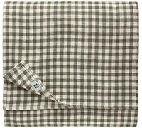 Linen & Cotton Gingham Tablecloth Estella - 100% Linen, White Grey (100 x 140 cm) Rustic Country Style Checked Table Linen Cloth Cover Fabric for Home Cottage Restaurant Hotel Summer Spring Easter