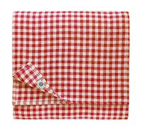 Linen & Cotton Gingham Tablecloth Estella - 100% Linen, White Red (140 x 220 cm) Rustic Country Style Checked Table Linen Cloth Cover Fabric for Home Cottage Restaurant Hotel Summer Spring Easter