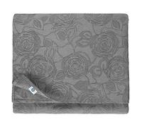 Linen & Cotton Jacquard Tablecloth Roseus with Damask Pattern -100% Linen, Grey (147 x 300 cm) Long Rectangular Washable Table Cloth Table Linen for Home Kitchen Decoration Dining Birthday Party