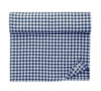 Linen & Cotton Rustic Table Runner Estella - 100% Linen, White Blue (40 x 250 cm) Rectangular Chequered Washable Table Runner Kitchen Linen Table Decoration for Home Country Cottage Spring Easter