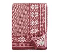 Linen & Cotton Soft Thick Knitted Throw/Blanket North Nordic Pattern -100% Pure New Zealand Wool, Bordeaux Red White (130 x 180cm) For Sofa Bed Couch Settee/Warm Lambswool Plaid/Bedspread
