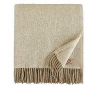 Linen & Cotton Soft Thick Wool Throw/Blanket Columbus - 100% Pure New Zealand Wool, Beige/Natural (140 x 200cm) Travel/Warm Plaid for Sofa Bed Couch Settee Bedspread Single Double Lambswool
