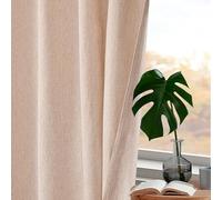 Linen Cotton Tab Top Curtains - Farmhouse 2 Panel Set, Natural Window Drapes for Bedroom - 127x274 cm