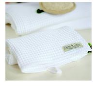 Linen & Cotton Washed Waffle Bath | Hand | Face | Guest | Baby Towel LEILA, 100% Cotton - 50 x 65cm (20''x 26''), White