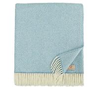 Linen & Cotton Wool Throw/Blanket Alaska Diamond Twill - 100% Pure New Zealand Wool, Turquoise Blue (140 x 220cm) Knee/Warm Plaid for Sofa Bed Couch Settee Bedspread Single Double Lambswool