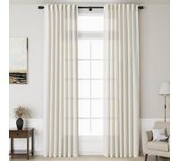 Linen Cream Curtains 135 inch Extra Long for Living Room Back Tab Light Filtering Semi Sheer Drapes Modern Farmhouse Coastal Decor Cotton Textured Curtain for Floor to Ceiling High Window 52x135
