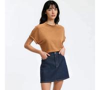 Linen Crew Neck Short Sleeve T-Shirt Hazel Brown