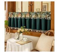 Linen Curtain Panels with Rod Passage, Semi-Sheer Bistro Curtains for Small Kitchen Windows, 60x150cm, Country House Style for Living Room