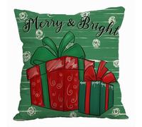 Linen Cushion Covers 50cmx50cm Christmas Red Green Linen and Cotton pillowcases for Couch, Bed,Bench - Outdoor Furniture Decorative with Invisible Zipper