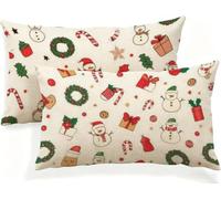Linen Cushions Cover Green 30 x 45 Double Sided Rectangular Pack of 2 Throw Pillow Cases with Invisible Zipper for Sofa Couch Bed Garden Bench Office Modern Outdoor Cushions 12x18in Christmas JK-486