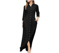 Linen Dresses for Women UK Sale Clearance Summer Beach V Neck Button Midi Dress Short Sleeve Casual Dresses Pockets Elegant Solid Color Dress Loose Baggy Cotton Maxi Dress Ladies Dresses Size S-2XL