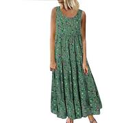 Linen Dresses for Women UK Sale Clearance Summer Beach V Neck Button Midi Dress Short Sleeve Casual Dresses Pockets Elegant Solid Color Dress Loose Baggy Cotton Maxi Dress Ladies Dresses Size S-2XL