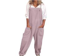 Linen Dungarees for Women UK Clearance,Ladies Casual Sleeveless Adjustable Strap Jumpsuit Summer Wide Leg Elegant Painting Overalls for Holiday Outgoing One Piece Romper Workwear with Pockets S-5XL